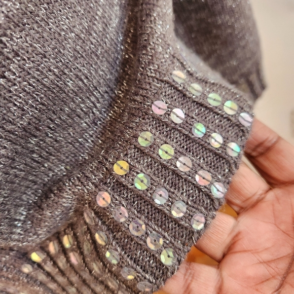 Vintage Oleg Cassini Knit Sweater • Fair Isle • Sequins & Snowflakes • Size Med - Picture 5 of 7